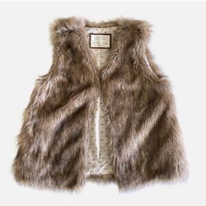 Zara Faux Fur Brown Vest- girls size 7/8